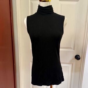 Adrienne Vittadini Sleeveless Black Turtleneck Top